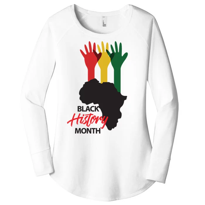 Black History Month Hands Map Women's Perfect Tri Tunic Long Sleeve Shirt