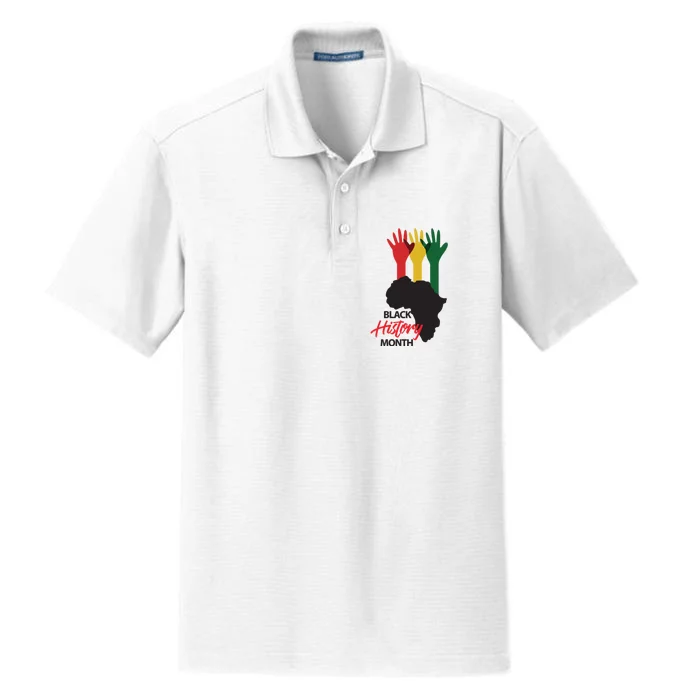 Black History Month Hands Map Dry Zone Grid Performance Polo