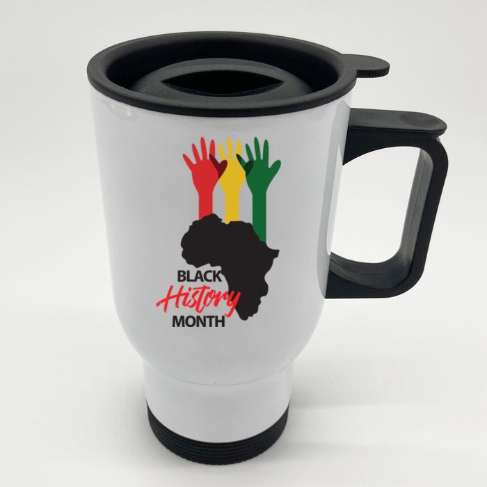 Black History Month Hands Map Front & Back Stainless Steel Travel Mug