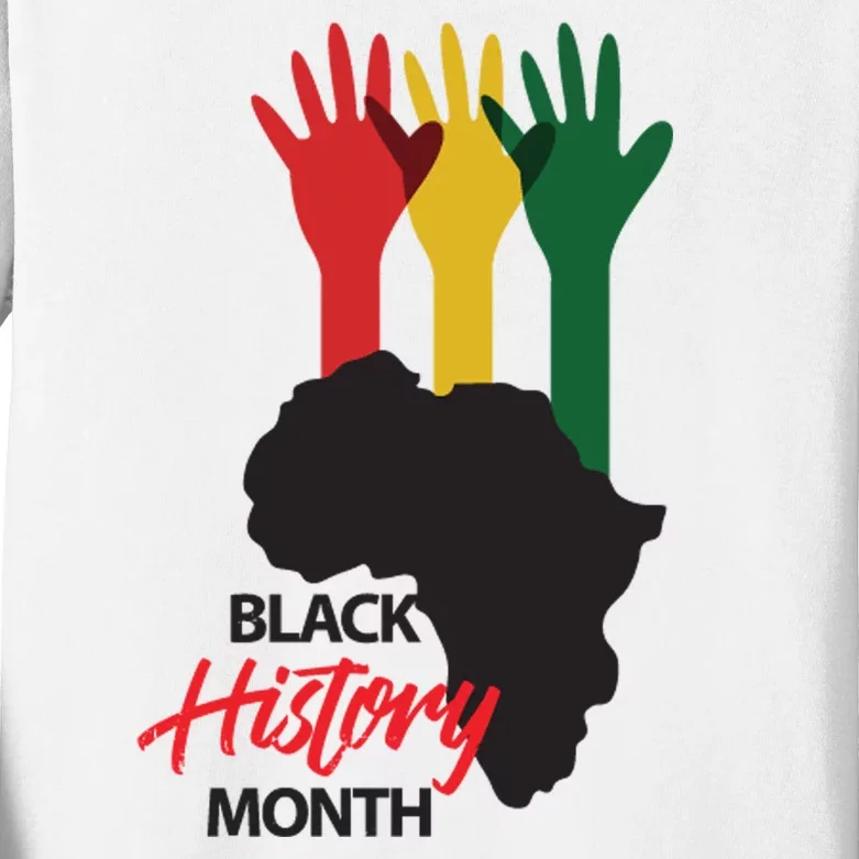 Black History Month Hands Map Kids Long Sleeve Shirt