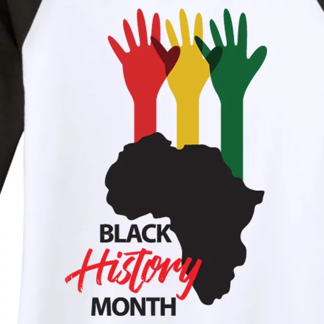 Black History Month Hands Map Women's Tri-Blend 3/4-Sleeve Raglan Shirt