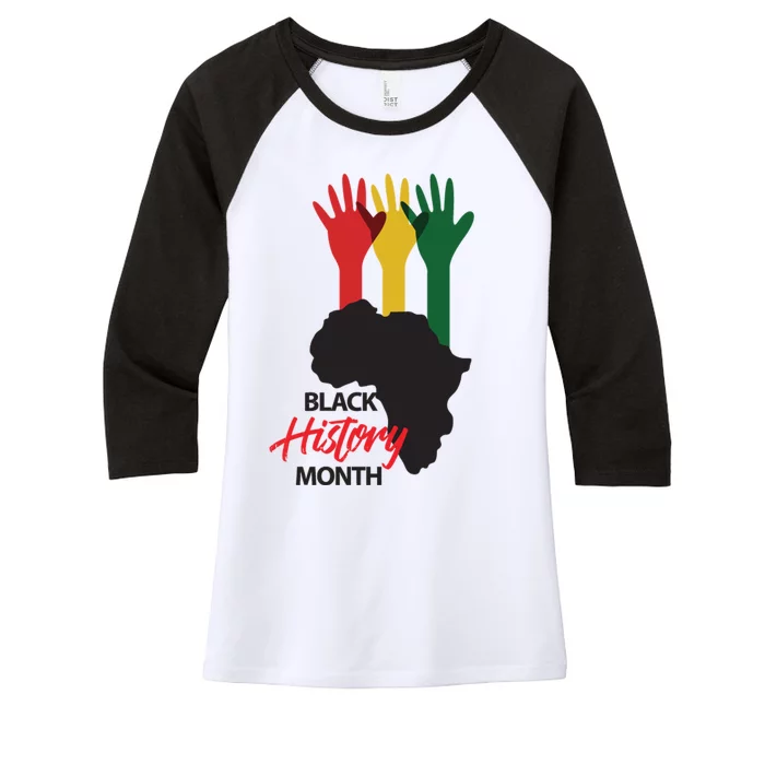 Black History Month Hands Map Women's Tri-Blend 3/4-Sleeve Raglan Shirt