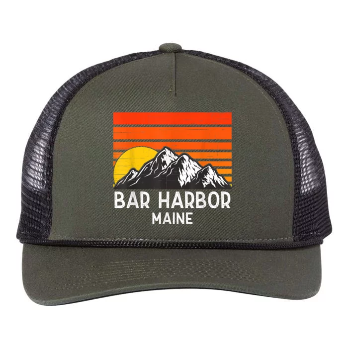 Bar Harbor Maine Usa Retro Vintage Mountain Retro Rope Trucker Hat Cap