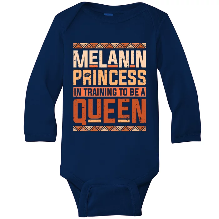 Black History Month Melanin Princess Juneteenth Queen Funny Gift Baby Long Sleeve Bodysuit