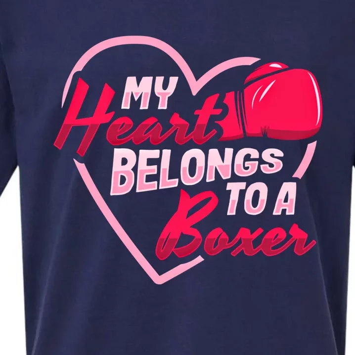 Boxing Husband My Heart Belongs To A Boxer Boxing Wife Gift Sueded Cloud Jersey T-Shirt