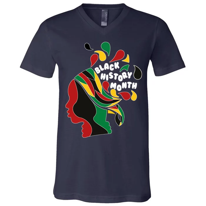 Black History Month Female African V-Neck T-Shirt