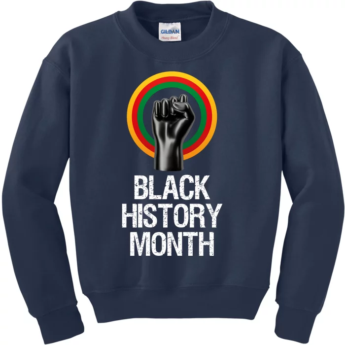 Black History Month African American Black Fist February Kids Sweatshirt