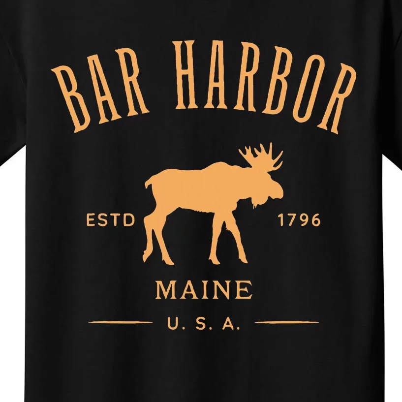 Bar Harbor Maine Usa With Moose Design Souvenir Kids T-Shirt