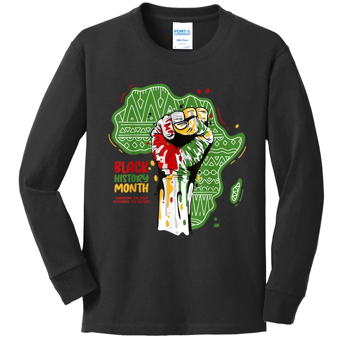 Black History Month Pride Fist Juneteenth Kids Long Sleeve Shirt