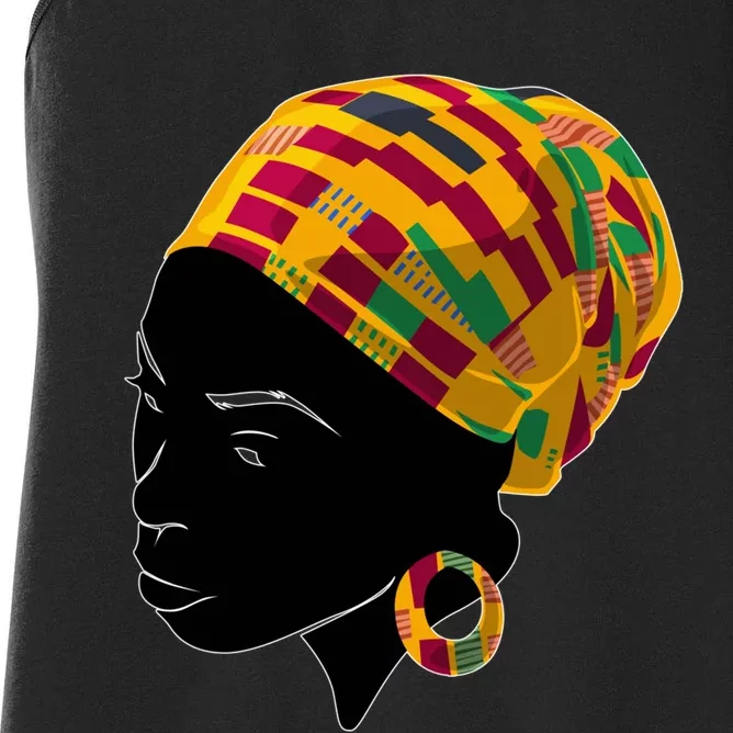 Black History Month Shirts Funny Kente Cloth Head Wrap Gift For African American Women's Racerback Tank