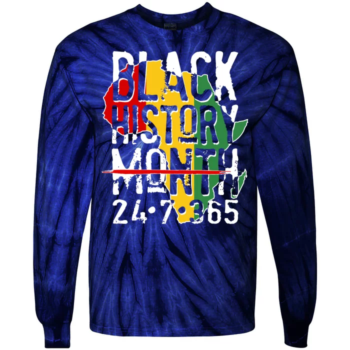 Black History Month 24 7 365 Tie-Dye Long Sleeve Shirt