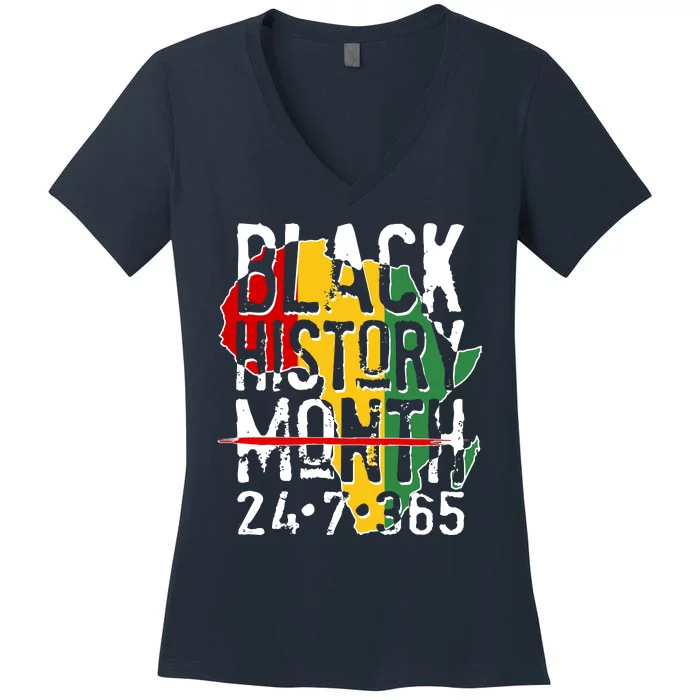 Black History Month 24 7 365 Women's V-Neck T-Shirt