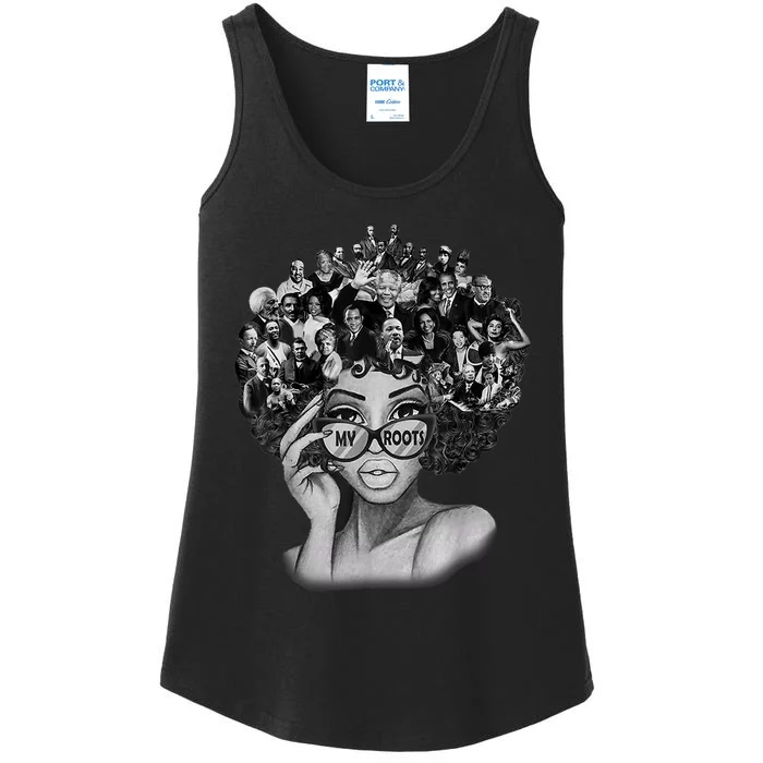 Black History Month Shirt I Love My Roots Back Powerful BLM Ladies Essential Tank