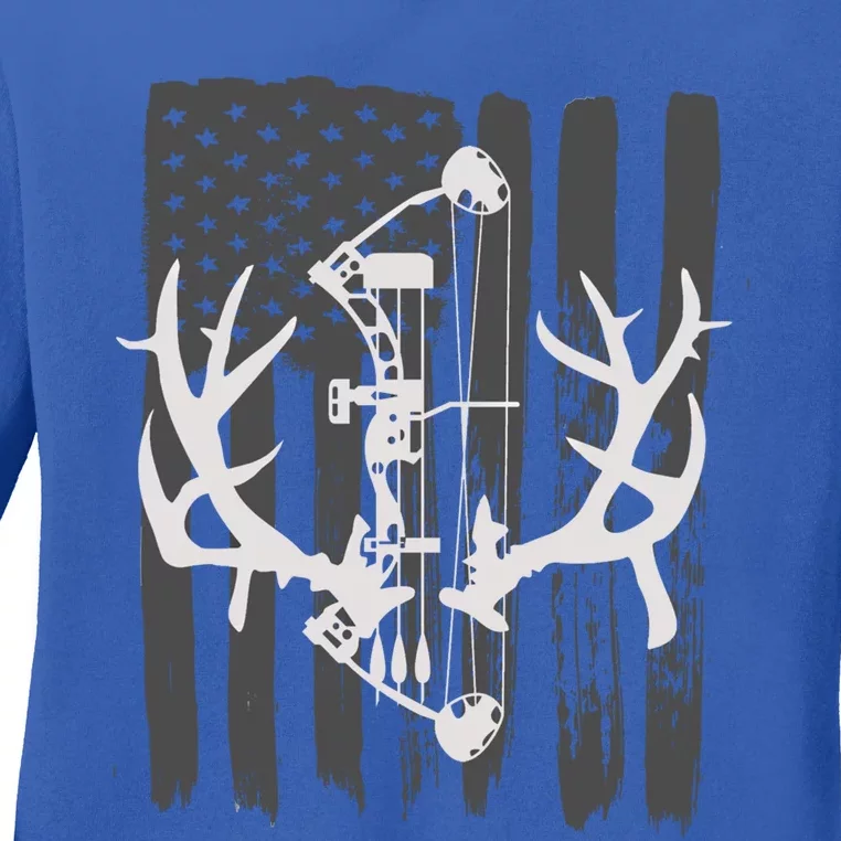 Bow Hunting Meaningful Gift: American Flag Archery Meaningful Gift For Hunters Ladies Long Sleeve Shirt