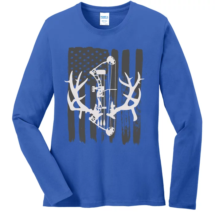 Bow Hunting Meaningful Gift: American Flag Archery Meaningful Gift For Hunters Ladies Long Sleeve Shirt