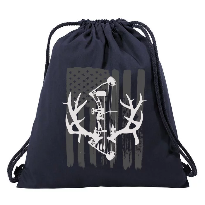 Bow Hunting Meaningful Gift: American Flag Archery Meaningful Gift For Hunters Drawstring Bag