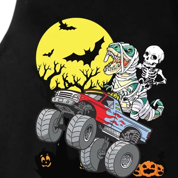 Boy Halloween Monster Truck Pumpkin Mummy Dinosaur T Rex Ladies Tri-Blend Wicking Tank