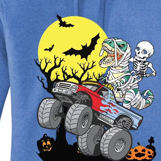 Boy Halloween Monster Truck Pumpkin Mummy Dinosaur T Rex Women's Pullover Hoodie