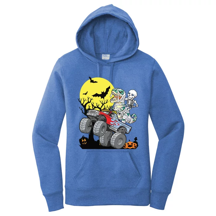 Boy Halloween Monster Truck Pumpkin Mummy Dinosaur T Rex Women's Pullover Hoodie