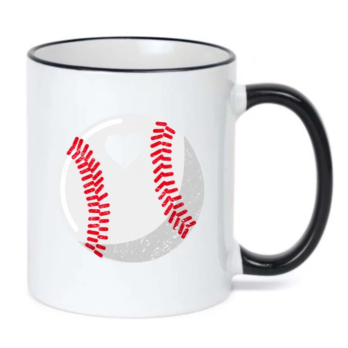 Baseball Heart Mom Dad Gift Black Color Changing Mug