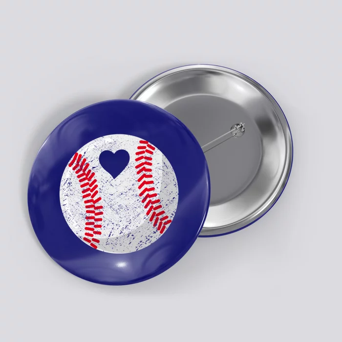 Baseball Heart Mom Dad Gift Button