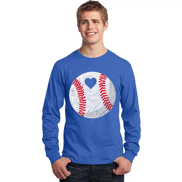 Baseball Heart Mom Dad Gift Tall Long Sleeve T-Shirt