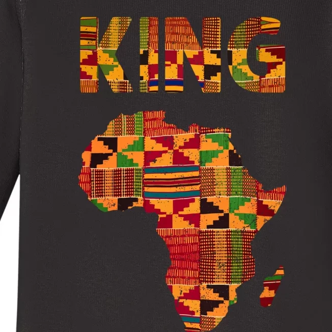 Black History Month Shirts Cool African King Design Kente Cloth Africa Ghana Baby Long Sleeve Bodysuit