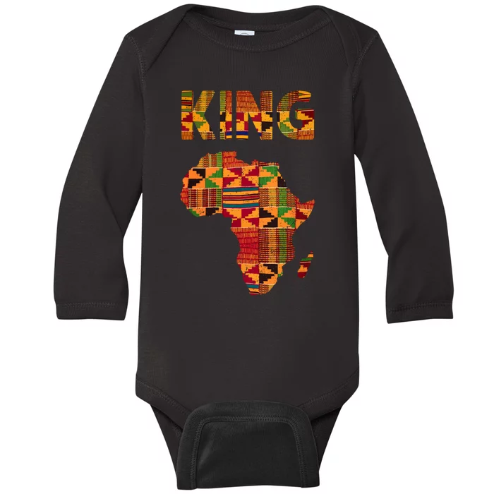 Black History Month Shirts Cool African King Design Kente Cloth Africa Ghana Baby Long Sleeve Bodysuit