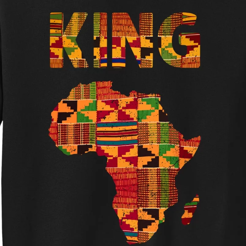 Black History Month Shirts Cool African King Design Kente Cloth Africa Ghana Tall Sweatshirt