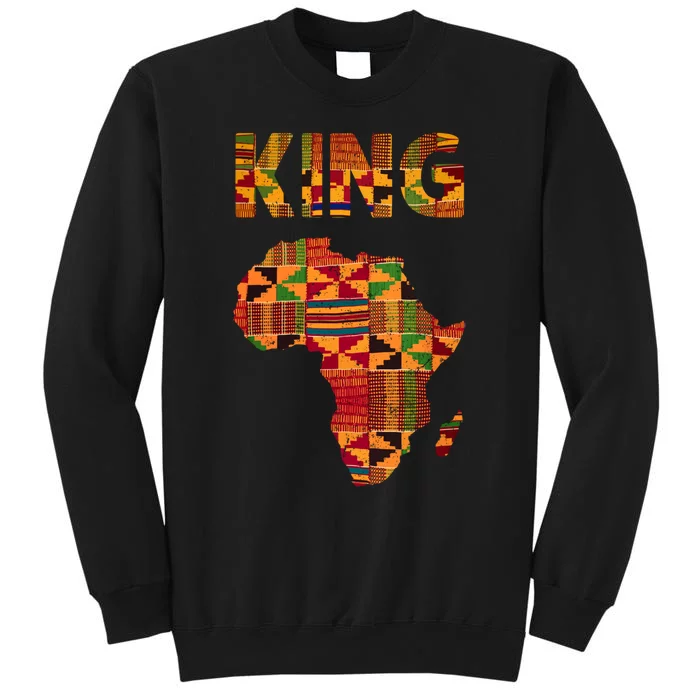 Black History Month Shirts Cool African King Design Kente Cloth Africa Ghana Tall Sweatshirt