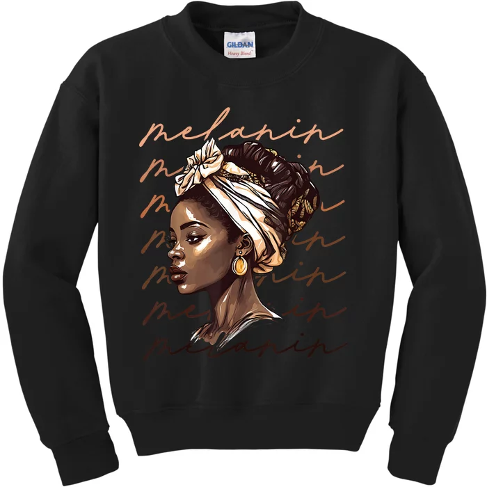 Black History Month African American Black Melanin Queen Kids Sweatshirt