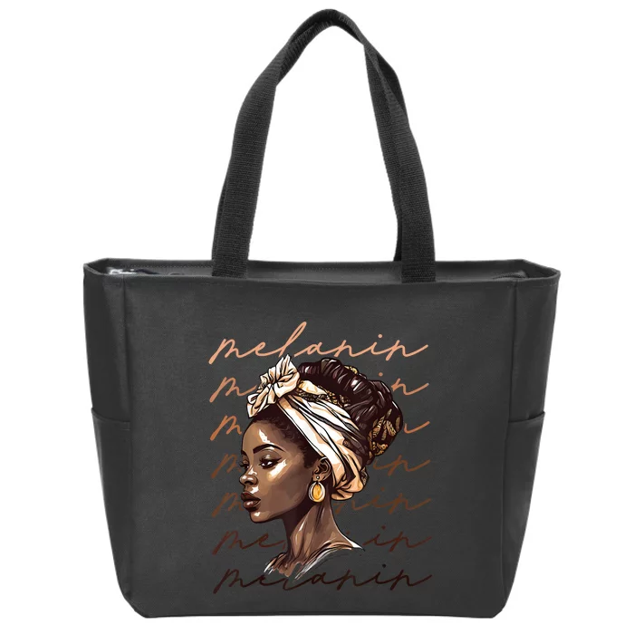 Black History Month African American Black Melanin Queen Zip Tote Bag