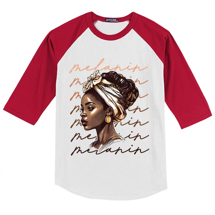 Black History Month African American Black Melanin Queen Kids Colorblock Raglan Jersey