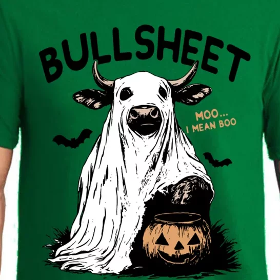 Bullsheet Halloween Moo I Mean Boo Western Halloween Funny Gift Pajama Set