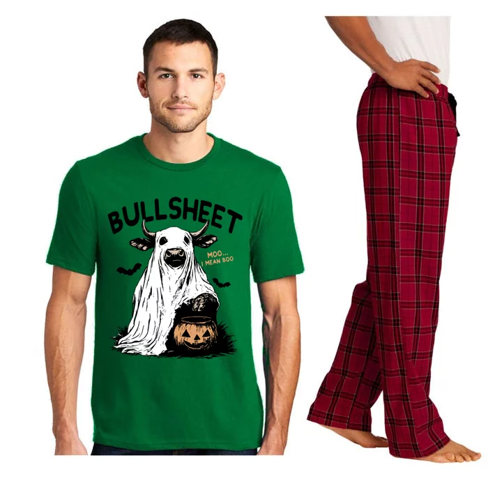 Bullsheet Halloween Moo I Mean Boo Western Halloween Funny Gift Pajama Set