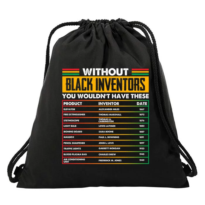 Black History Month Shirts History Of Forgotten Black Inventors Drawstring Bag