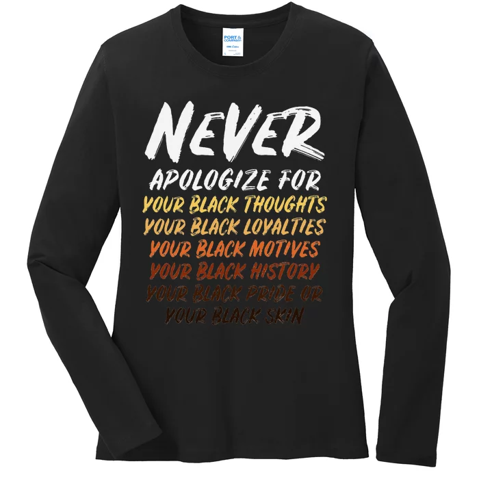 Black History Month Not Sorry For Being Black Ladies Long Sleeve Shirt