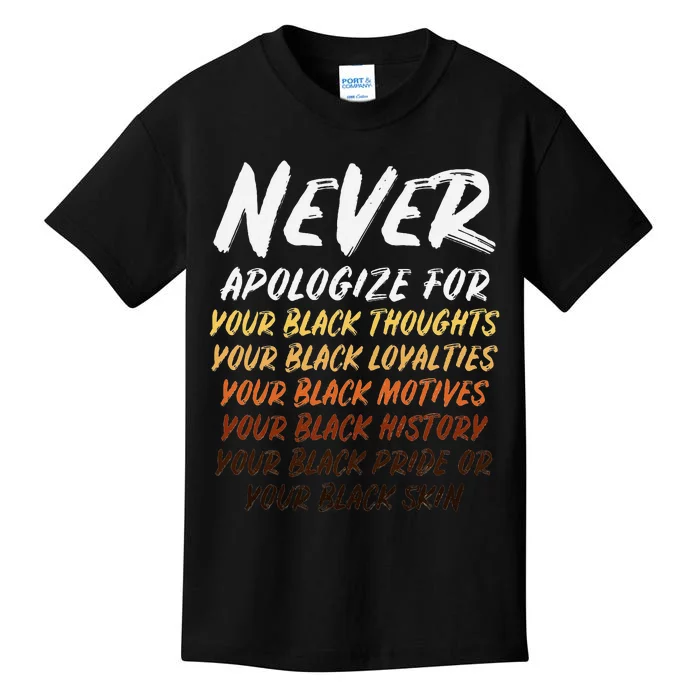 Black History Month Not Sorry For Being Black Kids T-Shirt