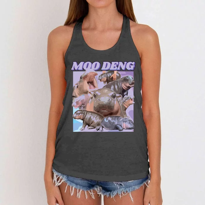 Baby Hippo Moo Deng Women's Knotted Racerback Tank