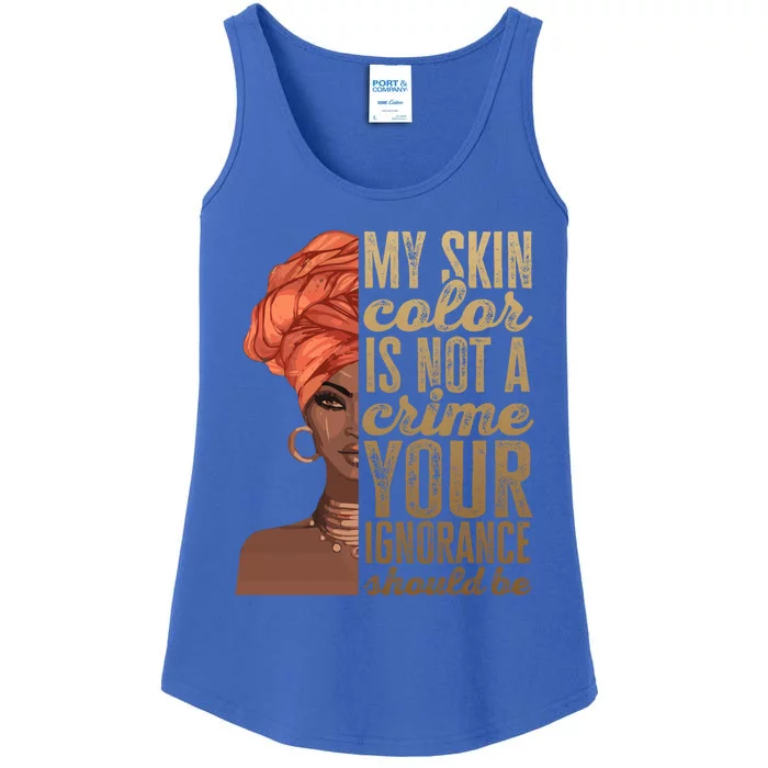 Black History Month My Skin Color Is Not A Crime Gift Ladies Essential Tank