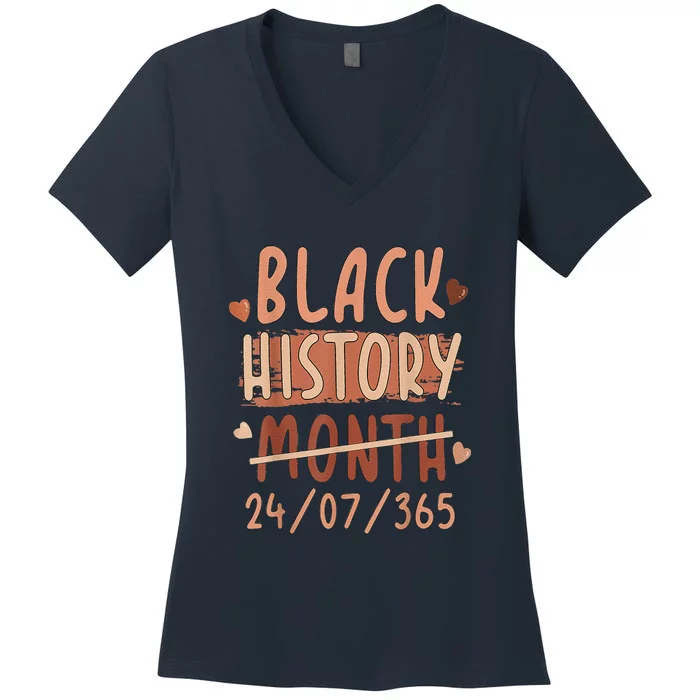 Black History Month Afro Melanin Black Women Afro American Women's V-Neck T-Shirt