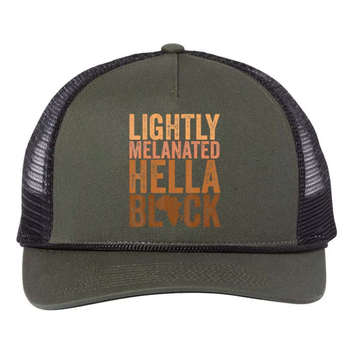 Black History Month Melanin Lightly Melanated Hella Black Retro Rope Trucker Hat Cap