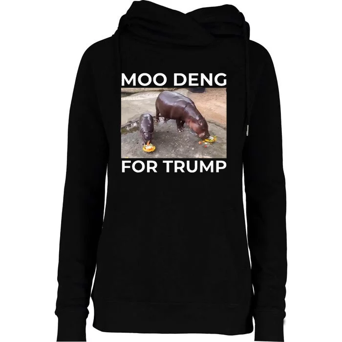 Baby Hippo Moo Deng Picks Trump President Womens Funnel Neck Pullover Hood