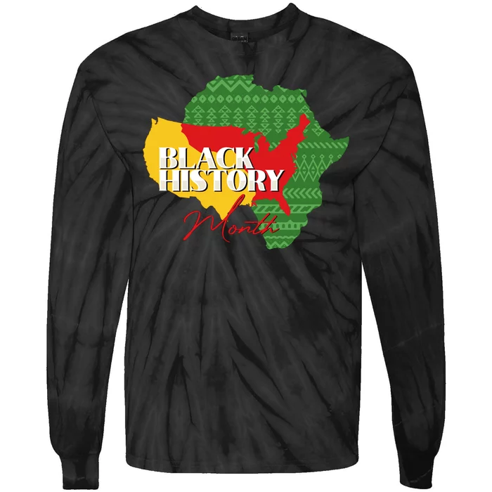 Black History Month Flag Map Tie-Dye Long Sleeve Shirt