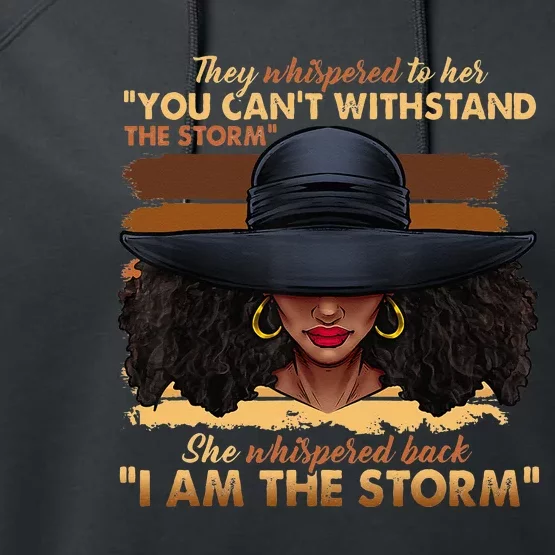 Black History Month African Woman Afro I Am The Storm Performance Fleece Hoodie