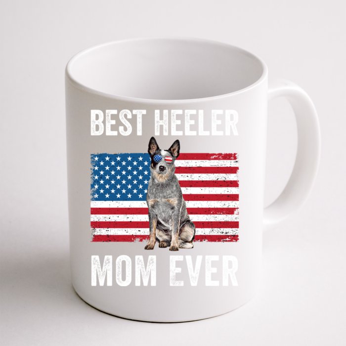 Blue Heeler Mom Australian Cattle Dog Lover American Flag Funny Gift Front & Back Coffee Mug