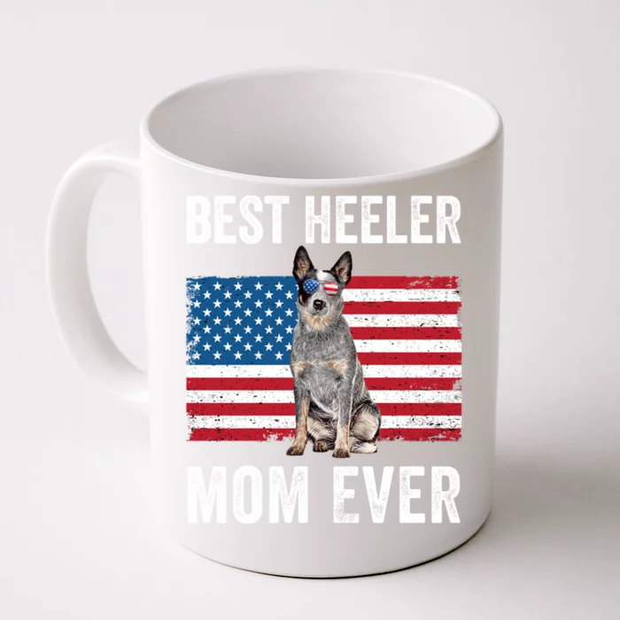 Blue Heeler Mom Australian Cattle Dog Lover American Flag Funny Gift Front & Back Coffee Mug