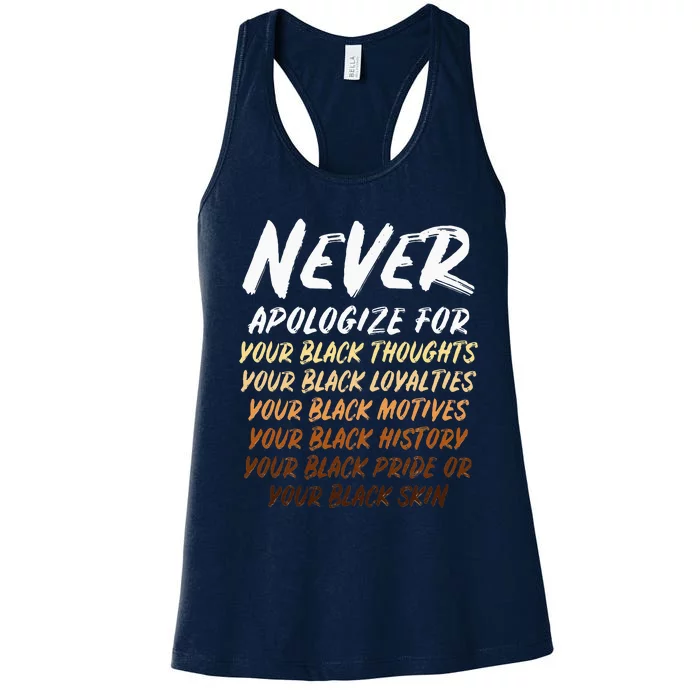 Black History Month Not Sorry For Being Black Women's Racerback Tank