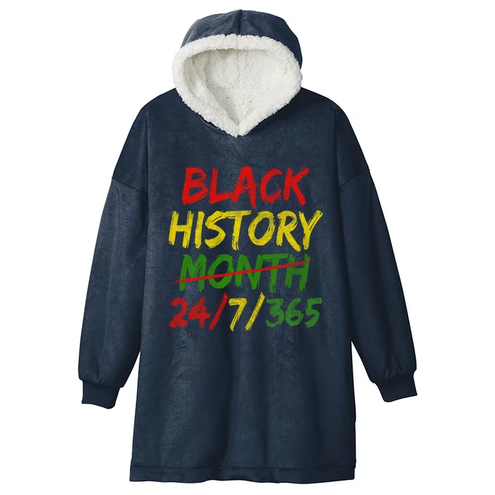 Black History Month 24/7/365 African Melanin Black Pride Gift Hooded Wearable Blanket