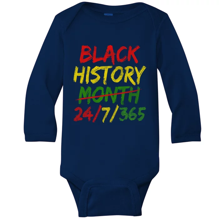 Black History Month 24/7/365 African Melanin Black Pride Gift Baby Long Sleeve Bodysuit